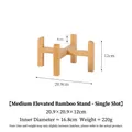 Support de gamelle surélevé en bambou avec dimensions détaillées et spécifications de poids - Medium height single bamboo stand