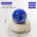 Blauer und cremefarbener runder Toilettendeckelheber für hygienisches Badezimmer - Kugeldeckelheber / 1 Stück / Cremeweiß und Blau