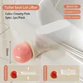Hygienic toilet lid lifter in creamy white and pink finish with retractable handle - Spherical Lid Opener / 1 Piece / Creamy White and Pink
