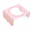 Modernes erhöhtes rosa gestreiftes Acryl-Haustiernapfgestell mit dekorativem Text - Nr. 4 Loch Gestreifter Acryl-Einzelständer / Rosa