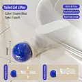 Hochwertiger Toilettendeckelheber in Milchweiß und Blau für ein sauberes Bad - Kugelförmiger Deckelöffner / 1 Stück / Cremeweiß und Blau