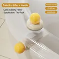 Sanitary set of 2 yellow ball suction cup toilet seat lid lifters in cream and yellow - Lid Lifter and Opener Set / Two-Piece Set / Creamy Yellow