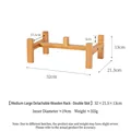 Soporte de bambú desmontable para cuenco doble de mascotas 32x21,5x13cm elevado - Soporte de madera elevado desmontable mediano grande