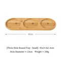 Base de madera de 3 agujeros para cuencos de mascotas, bandeja de bambú - Bandeja de bambú pequeña para cuenco triple