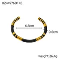 Bracciale rigido aperto a forma di C in smalto stile bambù vintage nero e oro - Stile in Smalto a Righe Oro Nero (HZ44976D1K0)