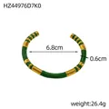 Bracciale rigido a C in smalto verde design bambù dorato diametro 6,8 cm - Stile in Smalto a Righe Oro Verde (HZ44976D7K0)