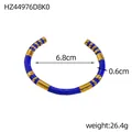 Bracciale rigido aperto retrò in smalto blu e oro, stile bambù, diametro 6,8 cm - Stile in Smalto a Righe Oro Blu (HZ44976D8K0)