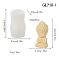 Silicone mold for Little Buddha DIY candles featuring detailed dimensions and weights - Buddha Statue Mold (GL718-1)