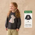 Cute dark gray girls' soft sweatshirt featuring a rabbit patch for autumn daily wear - 90cm / Tops / Dark Gray