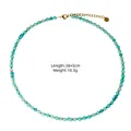 Handmade turquoise faceted natural stone necklace with gold accents, length 38+5cm - Natural Stone Beaded Style (XBN260904) / Amazonite Beaded