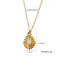 Elegant gold-plated necklace with white natural stone pendant, adjustable 40+5cm length - Oval Relief Style (XBN260904) / Mother of Pearl