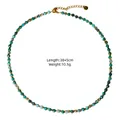 Faceted green natural stone beaded necklace with adjustable gold chain and clasp - Natural Stone Beaded Style (XBN260904) / African Jade Beaded