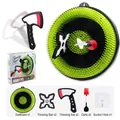 Kids dart set with green and black target board including foam axe and star throwing toys - 30CM Round Target + Darts x2 + Axes x2 + Stars x2 / Green