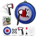 Blue and red kids' throwing axe and star dart target game toy set for indoor and outdoor play. - 30CM Round Target + Darts x2 + Axes x2 + Stars x2 / Blue