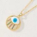 Elegante collana con ciondolo occhio del male dorato e pietre di zircone colorate - Stile Zirconia Radiazione Pupilla Blu (K)