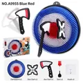 Children's dart and axe throwing game set with blue and red target board and accessories - Round Target Board (A9955) / 30CM Target + Axe x1 + Dart x1 + Star x1 / Blue