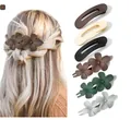 Elegantes pinzas para el cabello con flores mate en cálidos tonos tierra para peinados - Set De Pinzas De Pelo Mate Coreanas - Flor Doble Y Curvada (Set 11)