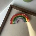 Vibrant rainbow-shaped acetate hair claw clip with elegant colorful marble texture finish - Large Rainbow