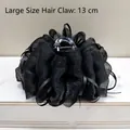 Elegant large black satin cloud hair claw clip accessory for women, 13cm diameter - Solid Color Ribbon