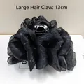 Large elegant black fabric hair claw clip with sparkling rhinestones, 13cm length - Black Rhinestone Starry