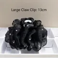 Large 13cm black satin hair claw clip with sparkling rhinestones for hair styling - Large Gray Rhinestone Style