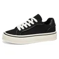 Classic low-top black canvas men's sneakers featuring a thick off-white platform sole - 39 / Black