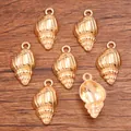 Goldene Muschelanhänger aus Legierung für DIY-Schmuck, Meereslebewesen-Thema Anhänger - Conch-Form (Nr. 20) / 13x24mm