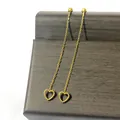 Elegant gold heart tassel chain earrings featuring a minimalist long drop design for women - 6cm / Gold-Hollow Heart Tassel
