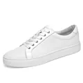 Premium white leather low-top casual sneakers with stylish perforated breathable side details - 35 / White (Hollow)