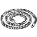 Heavy-duty double-woven stainless steel chain necklace for men in polished silver finish. - 6mm Wide Buckle Bracelet / 17cm / Silver