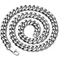 Polished silver stainless steel Cuban link chain necklace for men in spiral arrangement - 5mm Single 6-Character Buckle Bracelet / 18cm / Steel