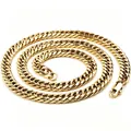 Men's luxury gold double-weave stainless steel chain necklace with 6-side polished finish - 6mm Wide Buckle Bracelet / 17cm / Gold