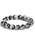 High-quality natural black rutilated quartz bead bracelet with cornucopia crystal - 11-11.8mm (Approx. 18 Beads) / Grade 4A Black Cornucopia Texture
