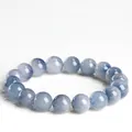 5A grade natural blue needle rutilated quartz round bead bracelet crystal jewelry - 10-10.8mm (Approx. 19 Beads) / Blue (Grade 5A)