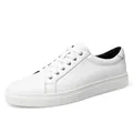 Classic white low-top casual sneakers with lace-up design and minimalist flat sole - 35 / White (All Season)