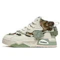 Sneaker alte vintage con motivo arazzo orsetto violento e pannelli di giunzione in pelle - 39 / Beige Verde