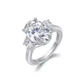Luxury oval-cut moissanite ring in S925 sterling silver with sparkling side stones. - US Size 5 / 10 Carat Single Ring