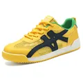 Breathable yellow and black mesh sneaker with thick platform sole for summer leisure - 32 / Yellow-Green