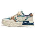 Herren Vintage Canvas Skateschuhe mit dicker Sohle und blauem Blumenmuster Dekor - 39 / Beigeblau