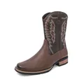Klassische Vintage-Western-Cowboystiefel für Herren aus braunem Leder mit Stickerei - 39 / Geschnitzte Martin Boots (0805) / Braun