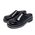 Eleganti sabot da uomo in pelle verniciata nera con suola spessa e punta arrotondata - 38 / Nero