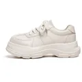 Sneaker da uomo con suola platform spessa color bianco sporco in pelle premium - 38 / Beige