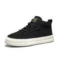 High-quality black suede mid-top platform board shoe with thick white rubber sole - 39 / Black