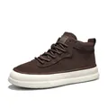 Classic brown suede mid-top sneakers with thick white platform sole - 39 / Brown