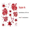 Halloween bloody footprint splatter wall sticker set 11pcs size 25x35cm for windows - Style 9 / 25*35cm