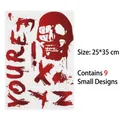 Bloody skull Halloween wall sticker 'YOU'RE NEXT!' decal for spooky window decor - Style 13 / 25*35cm
