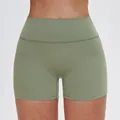 Women's high-waisted brushed yoga shorts in olive green for fitness and running - S / Bottoms / Light Army Green