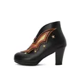 Side profile detail of black retro western ankle boots with golden star embroidery - 40 / Black