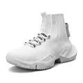 Trendige ganz weiße High-Top Herren Socken-Sneaker mit klobigem Sohlendesign - 39 / Weiß