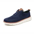Basket en tricot bleu marine pour homme respirante avec semelle confortable blanche épaisse - 39 / Bleu (8810)
